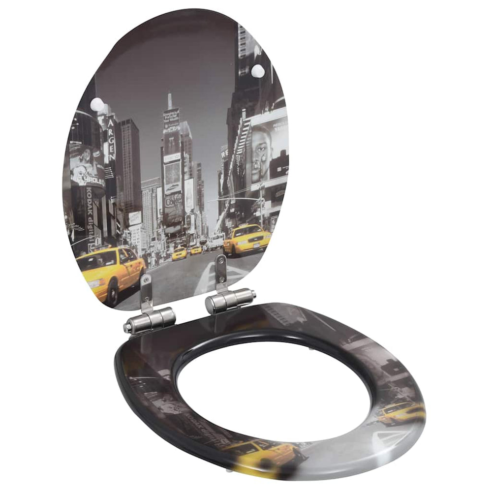 vidaXL Toilet Seats 2 pcs. with Soft-Close Lid MDF New York Design