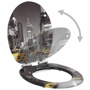 vidaXL Toilet Seats 2 pcs. with Soft-Close Lid MDF New York Design