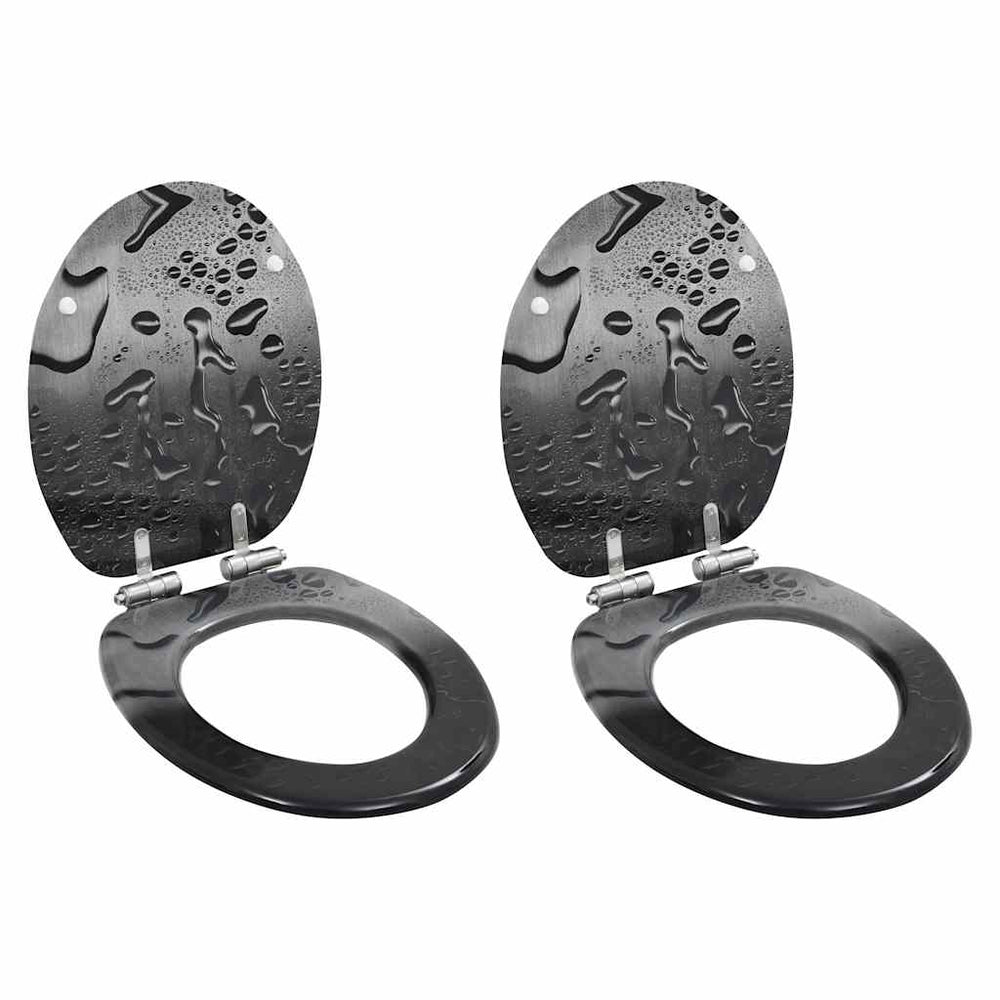 vidaXL Toilet Seats 2 pcs Soft-Close Lid MDF Water Drop Design