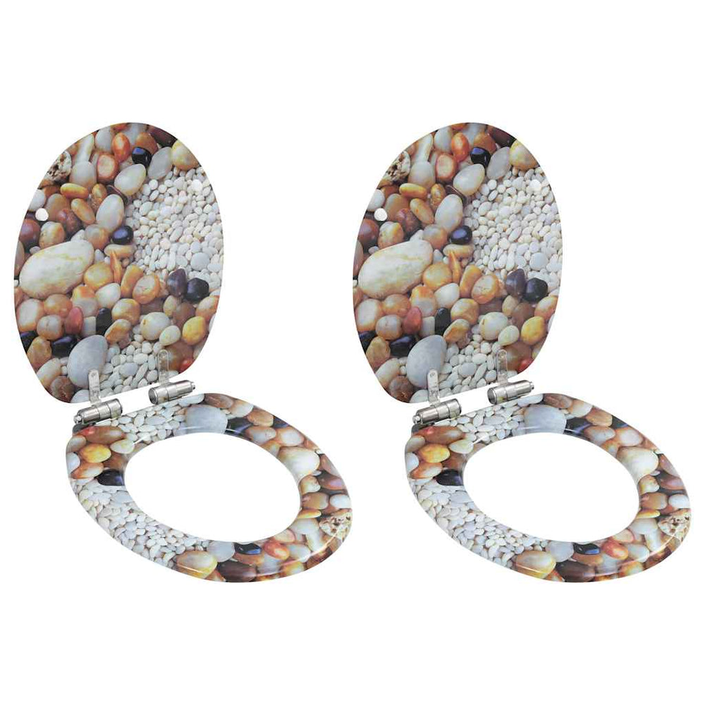 vidaXL Toilet Seats 2 pcs Soft-Close Lid MDF Pebble Design