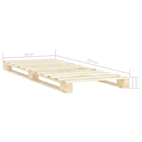 vidaXL Solid Pine Pallet Bed 90x200 cm