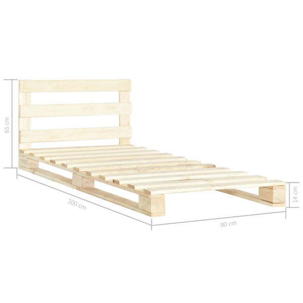 vidaXL Solid Pine Pallet Bed 90x200 cm