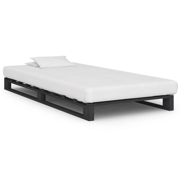 vidaXL Pallet Bed Grey Solid Pine Wood 90x200 cm