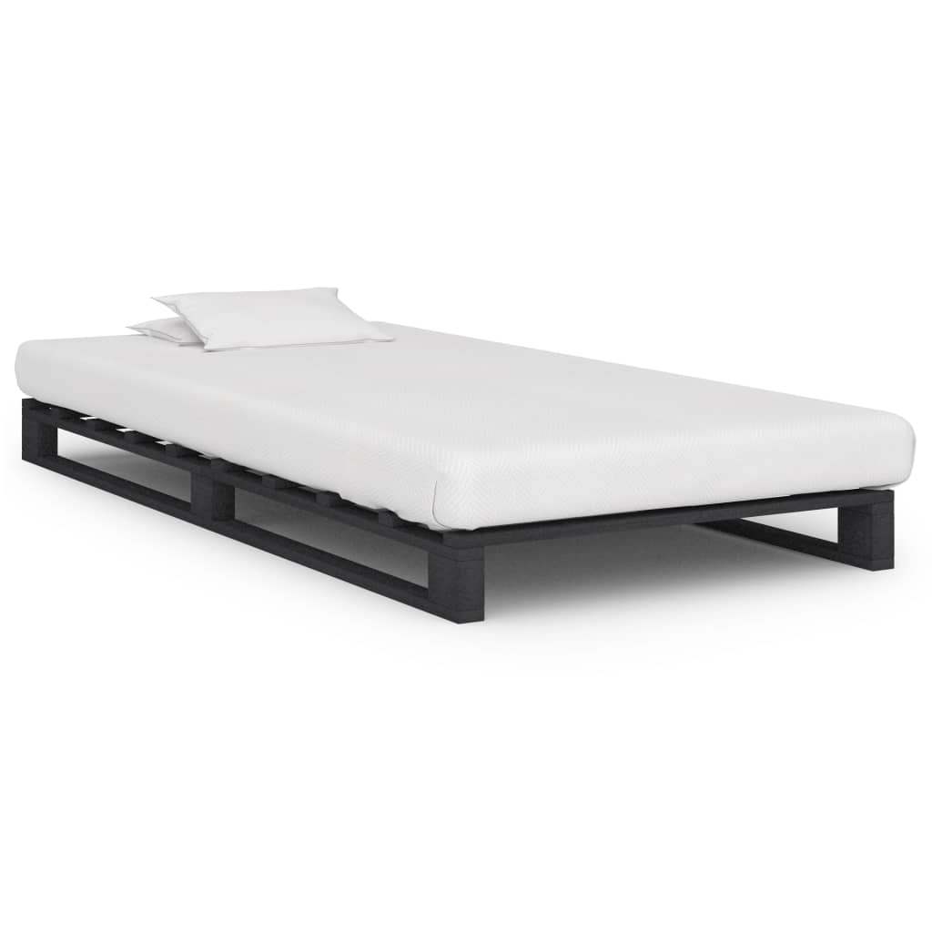 vidaXL Pallet Bed Grey Solid Pine Wood 90x200 cm