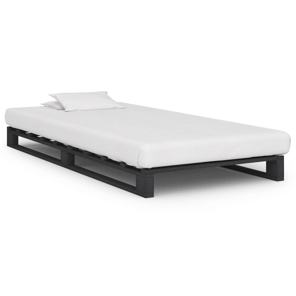 vidaXL Pallet Bed Grey Solid Pine Wood 100x200 cm