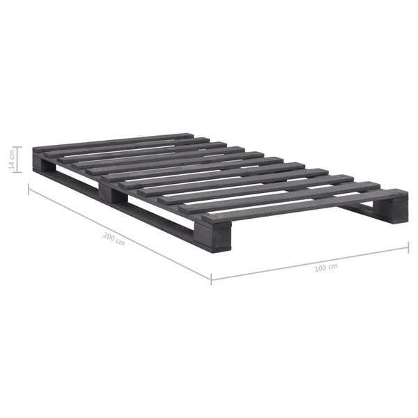 vidaXL Pallet Bed Grey Solid Pine Wood 100x200 cm