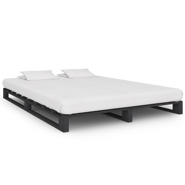 vidaXL Pallet Bed Grey Solid Pine Wood 140x200 cm