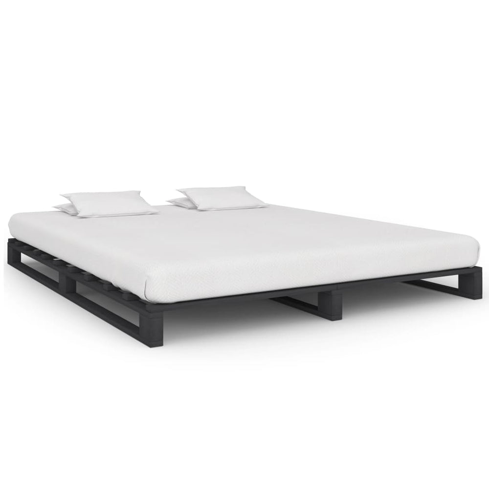 vidaXL Pallet Bed Grey Solid Pine Wood 160x200 cm