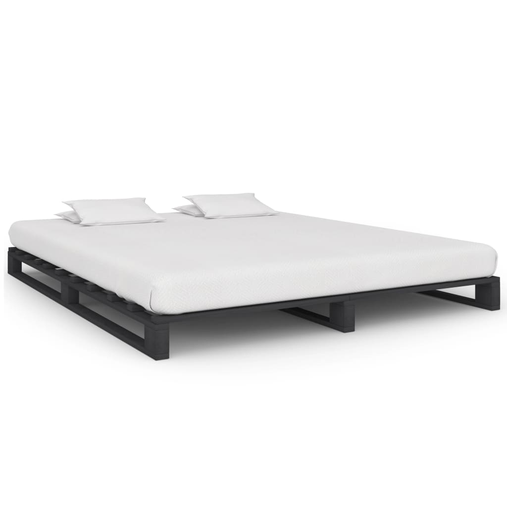 vidaXL Pallet Bed Grey Solid Pine Wood 200x200 cm
