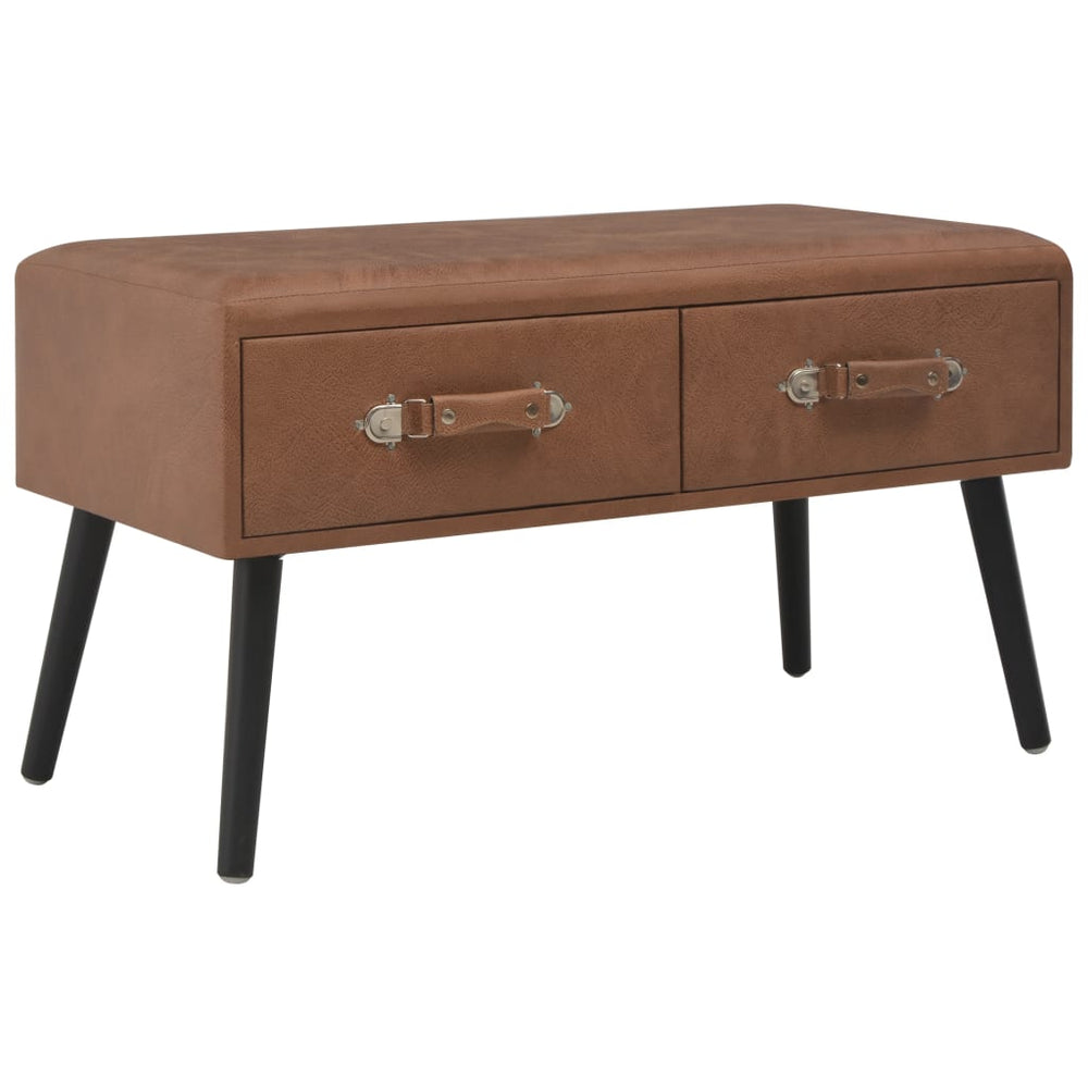 vidaXL Bench with Drawers 80 cm Dark Brown Faux Leather