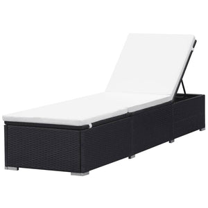 vidaXL Sun Loungers with Cushions 2 pcs Poly Rattan Black