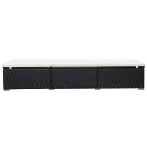 vidaXL Sun Loungers with Cushions 2 pcs Poly Rattan Black