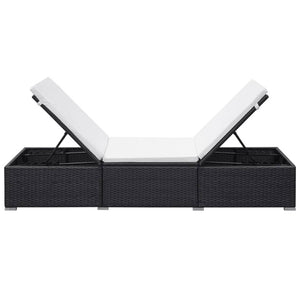 vidaXL Sun Loungers with Cushions 2 pcs Poly Rattan Black