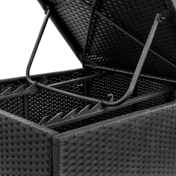 vidaXL Sun Loungers with Cushions 2 pcs Poly Rattan Black