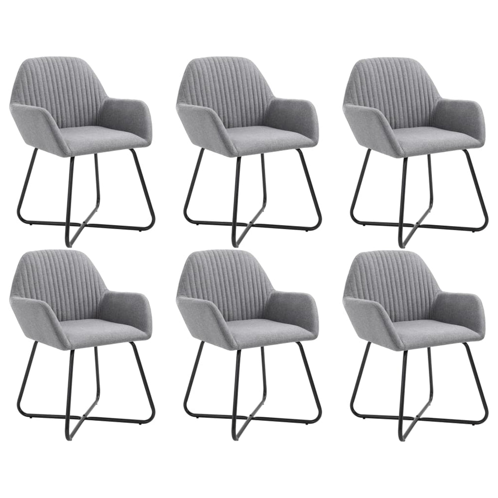 vidaXL Dining Chairs 6 pcs Light Grey Fabric