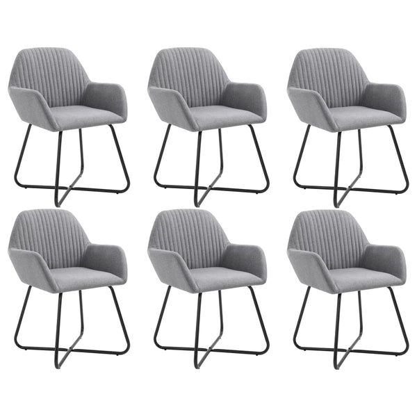 vidaXL Dining Chairs 6 pcs Light Grey Fabric