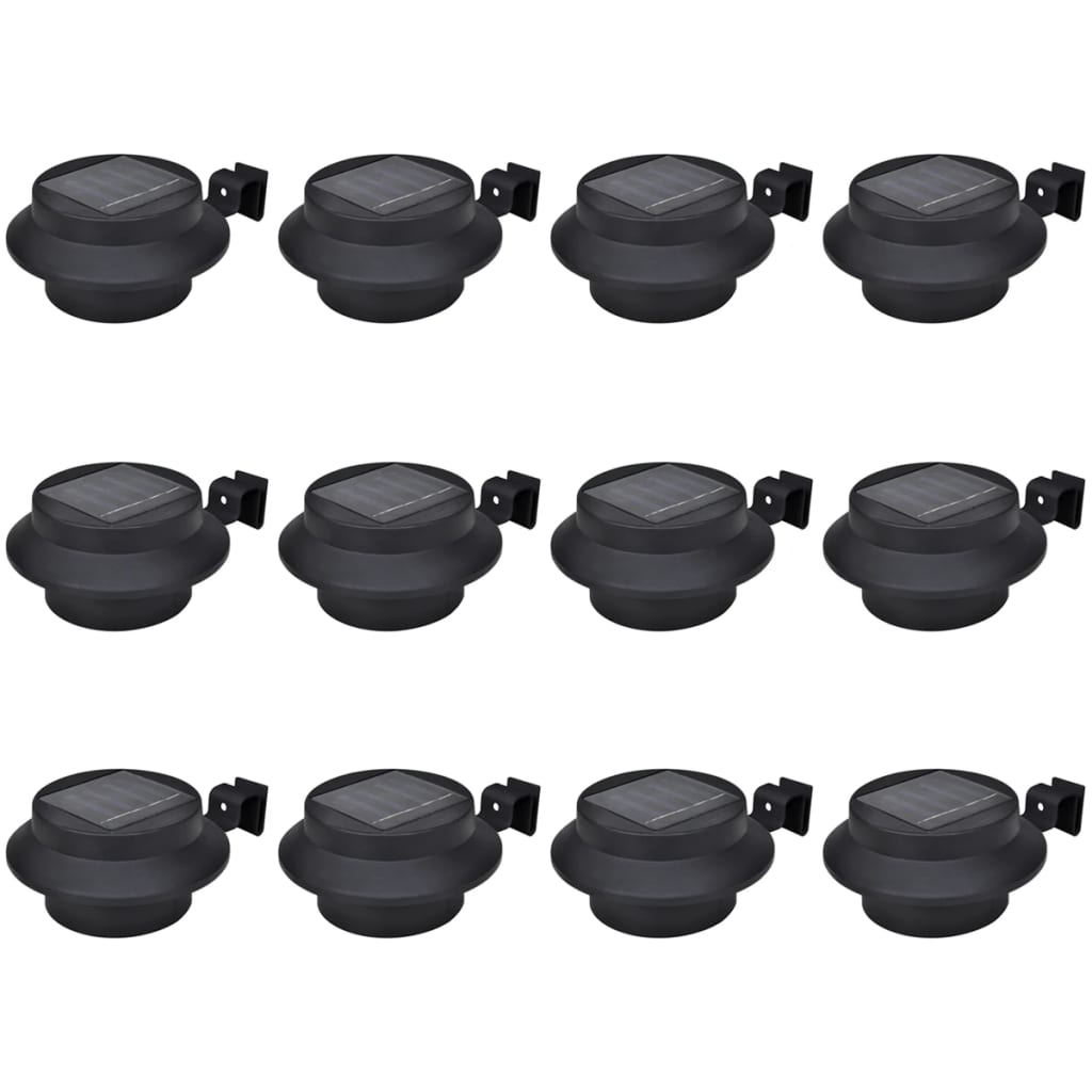 vidaXL Solar Fence Outdoor Lights 12 pcs. LED Black