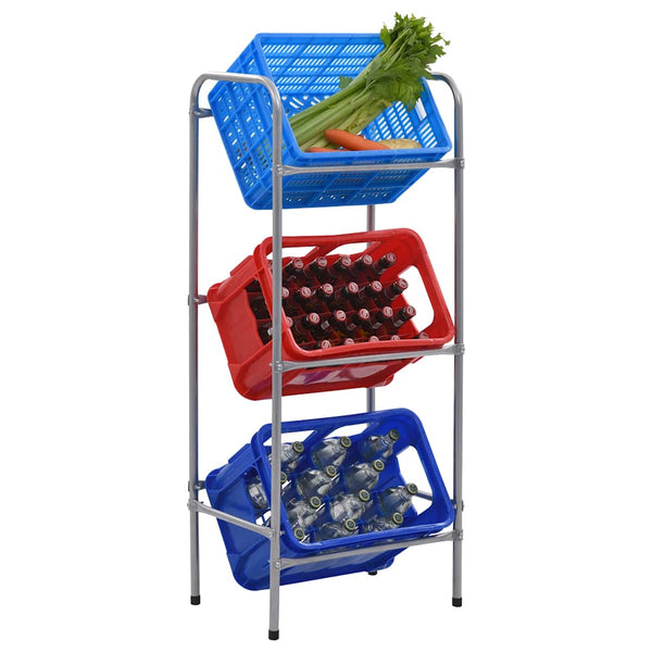 vidaXL Crate Rack for 3 Crates Silver 50x33x116 cm Steel