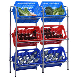 vidaXL Crate Rack for 6 Crates Silver 96x33x116 cm Steel