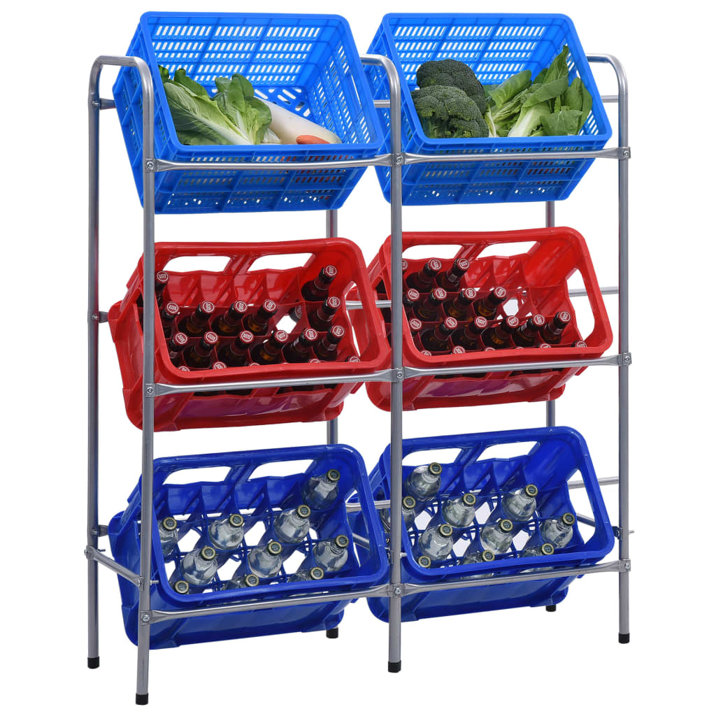 vidaXL Crate Rack for 6 Crates Silver 96x33x116 cm Steel