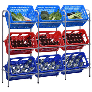 vidaXL Crate Rack for 9 Crates Silver 145x33x116 cm Steel