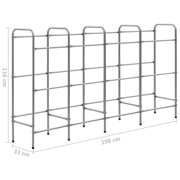 vidaXL Crate Rack for 12 Crates Silver 190x33x116 cm Steel