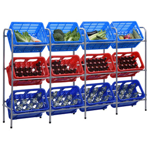 vidaXL Crate Rack for 12 Crates Silver 190x33x116 cm Steel