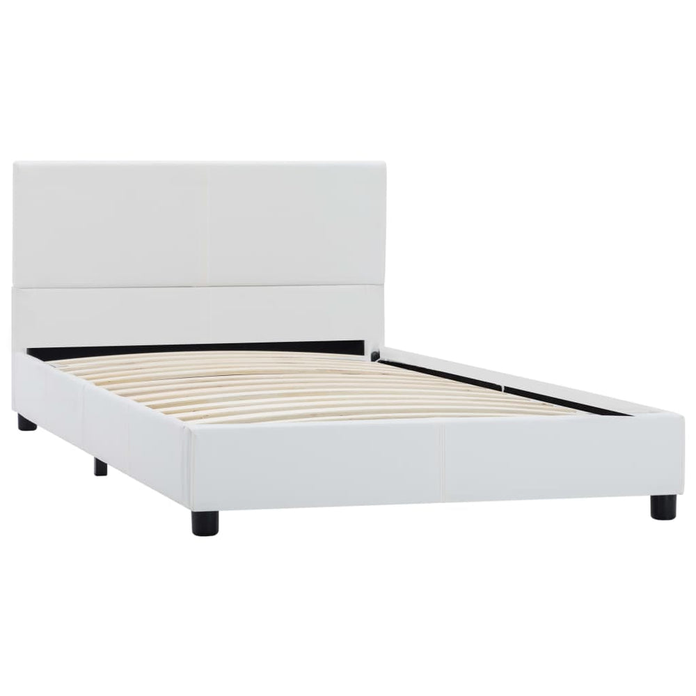 vidaXL Bed Frame White Faux Leather 90x200 cm