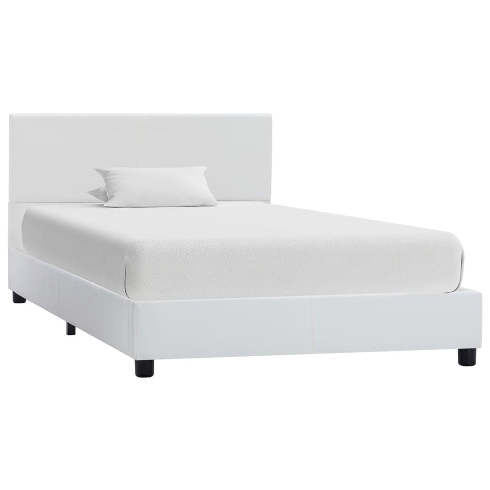 vidaXL Bed Frame White Faux Leather 100x200 cm