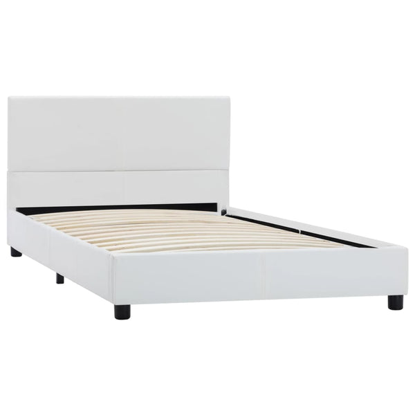 vidaXL Bed Frame White Faux Leather 100x200 cm