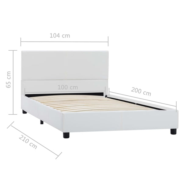vidaXL Bed Frame White Faux Leather 100x200 cm