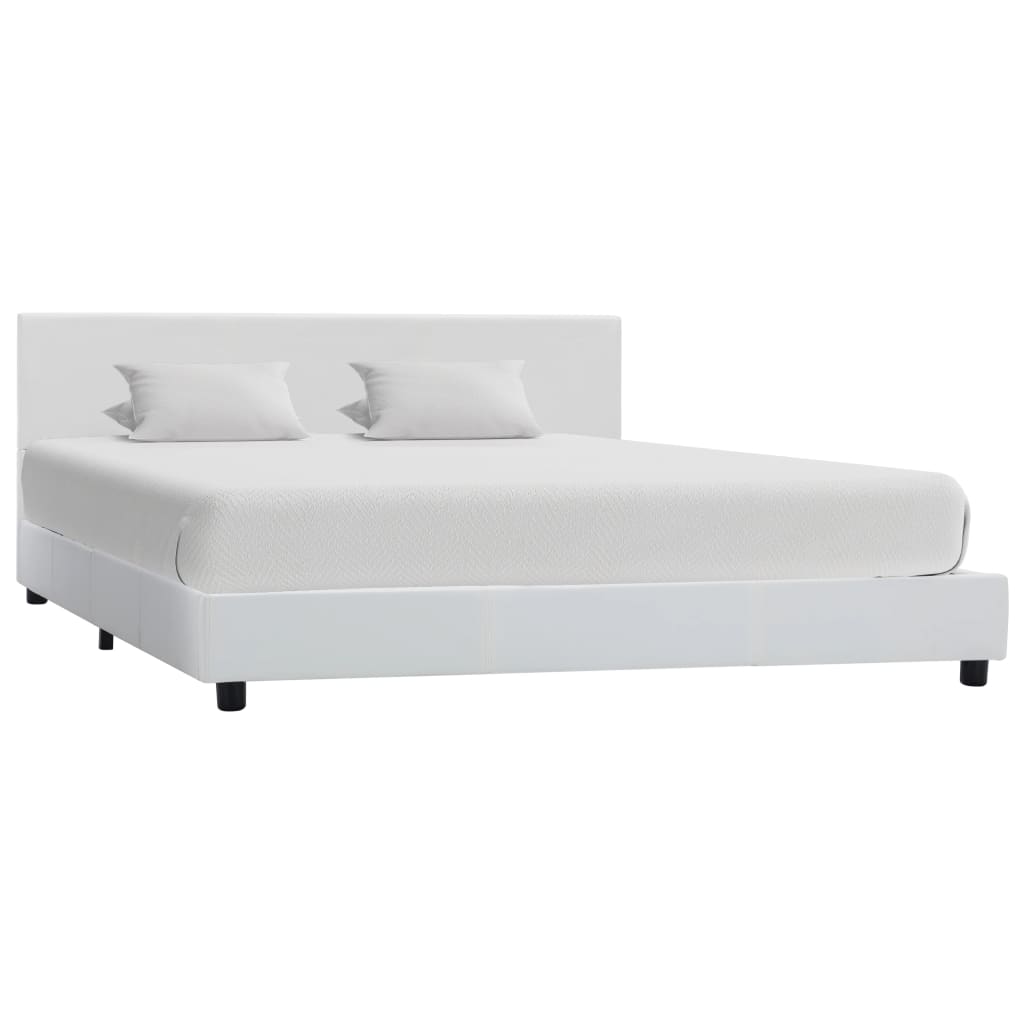 vidaXL Bed Frame White Artificial Leather 160x200 cm