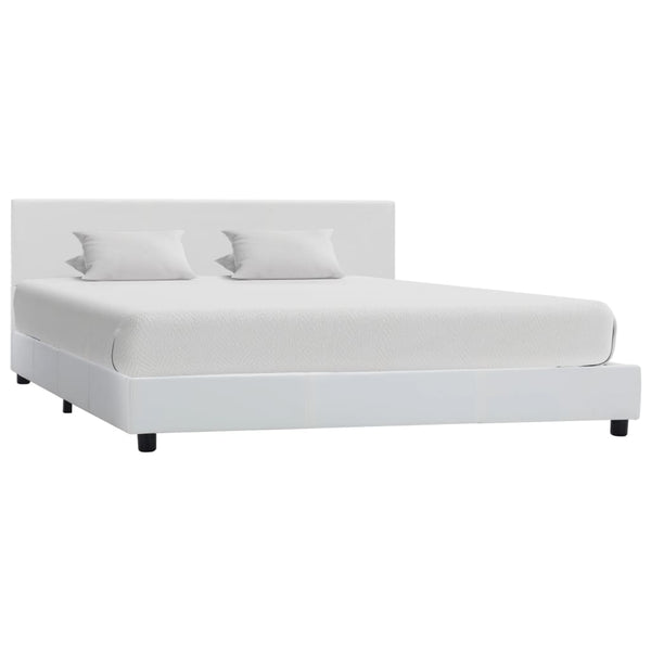 vidaXL Bed Frame White Artificial Leather 160x200 cm