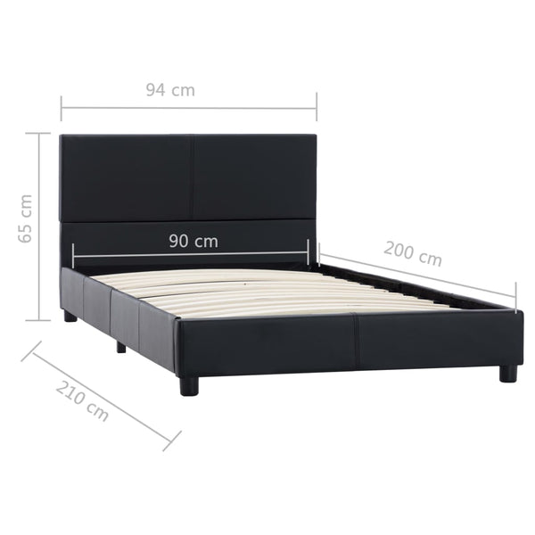 vidaXL Bed Frame Black Faux Leather 90x200 cm
