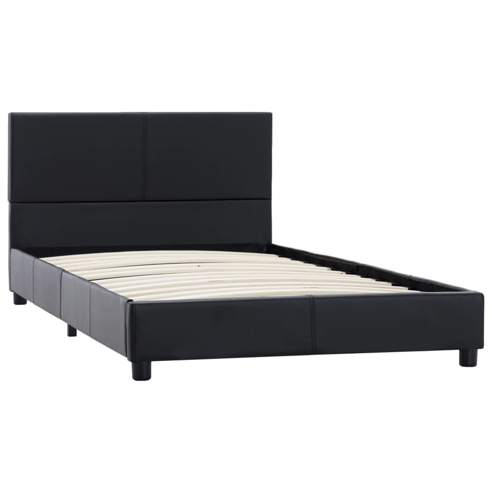 Bettgestell Schwarz Kunstleder 100x200 cm