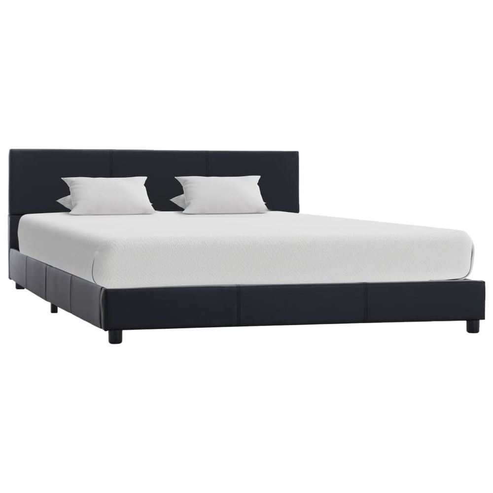 vidaXL Bed Frame Black Artificial Leather 160x200 cm