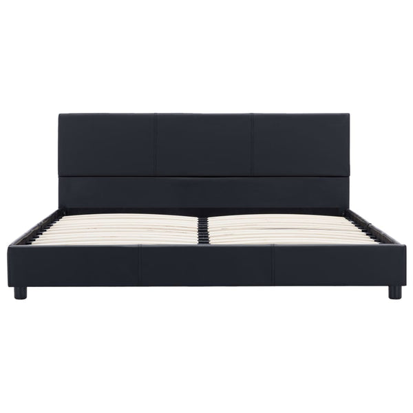 Bettgestell Schwarz Kunstleder 160x200 cm