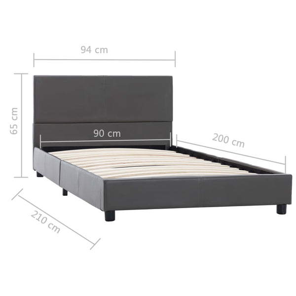 Bettgestell Grau Kunstleder 90x200 cm