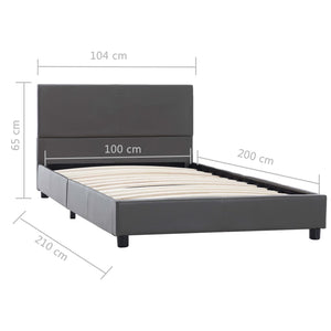 Bettgestell Grau Kunstleder 100x200 cm