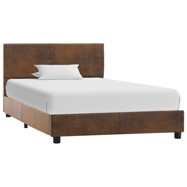 vidaXL Bed Frame Brown Suede Look 100x200 cm