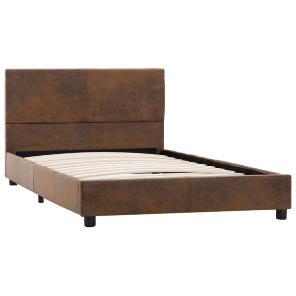 vidaXL Bed Frame Brown Suede Look 100x200 cm