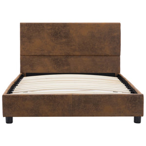 vidaXL Bed Frame Brown Suede Look 100x200 cm