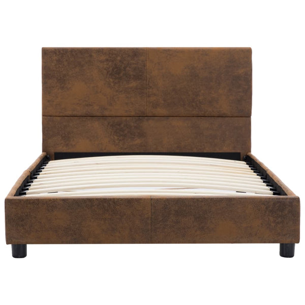 vidaXL Bed Frame Brown Suede Look 100x200 cm