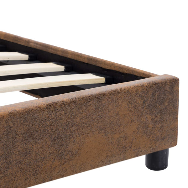 vidaXL Bed Frame Brown Suede Look 100x200 cm