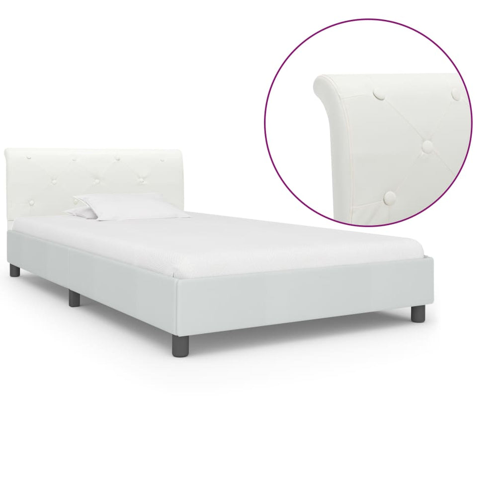 vidaXL Bed Frame White Artificial Leather 90 x 200 cm