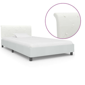 vidaXL Bed Frame White Artificial Leather 90 x 200 cm