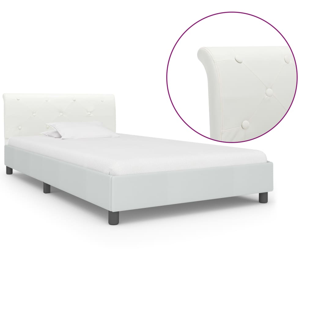 vidaXL Bed Frame White Artificial Leather 90 x 200 cm