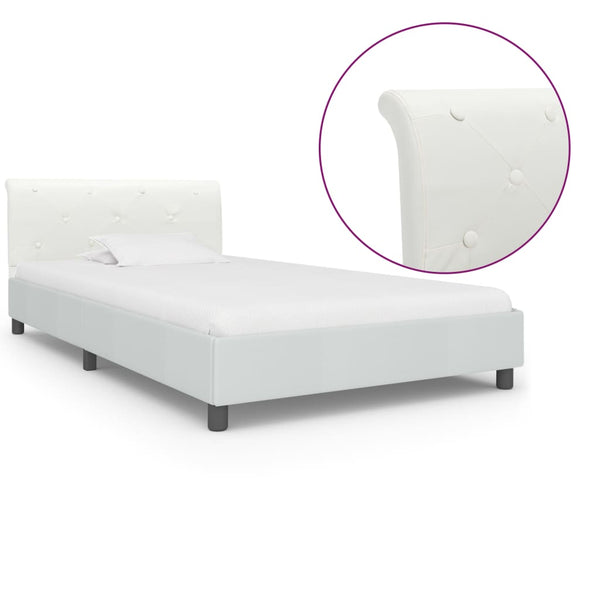 vidaXL Bed Frame White Artificial Leather 90 x 200 cm