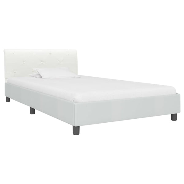 vidaXL Bed Frame White Artificial Leather 90 x 200 cm