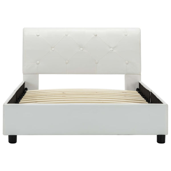 vidaXL Bed Frame White Artificial Leather 90 x 200 cm